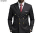 2026Business No-IronDouble-BreastedGolden Button Suit 2pcsTrendy Men's Retro Solid ColorSimpleSlimFit Stylish