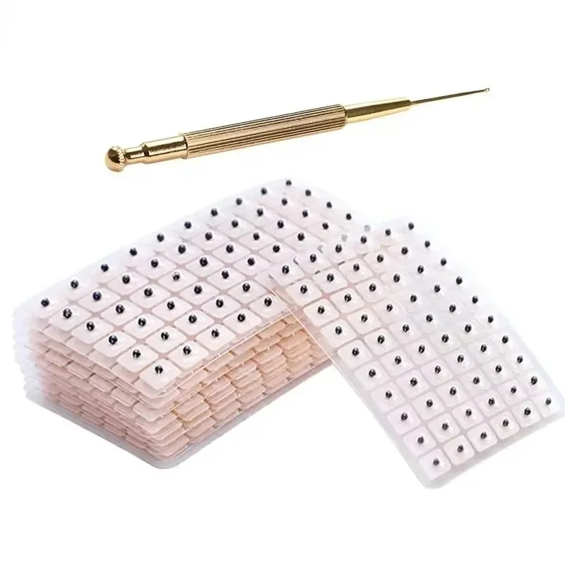 600Pcs Natural Cowherb Seed Ear Stickers Auriculotherapy Acupressure Massage Therapy Meridian Relief Sleep Support Vision Care