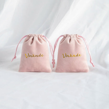 100pcs Custom Logo Jewelery Velvet Drawstring Bag Soft Champagne Velvet Suede Pouches Packaging for Wedding Party Gift Organizer