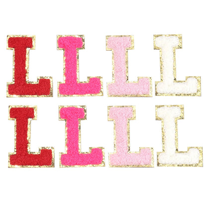 8pcs Sweet 26 Letters Towel Embroidery Patch Pink A-Z Self-adhesive Sticker Decoration For DIY Apparel Bag Crafts Accessories