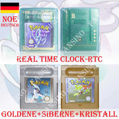 GB/GBC Real Time Clock Pokemon Crystal/Gold/Silver Version Video Game Cartridge with Battery USA/NOE/FRA/ESP/ITA Version