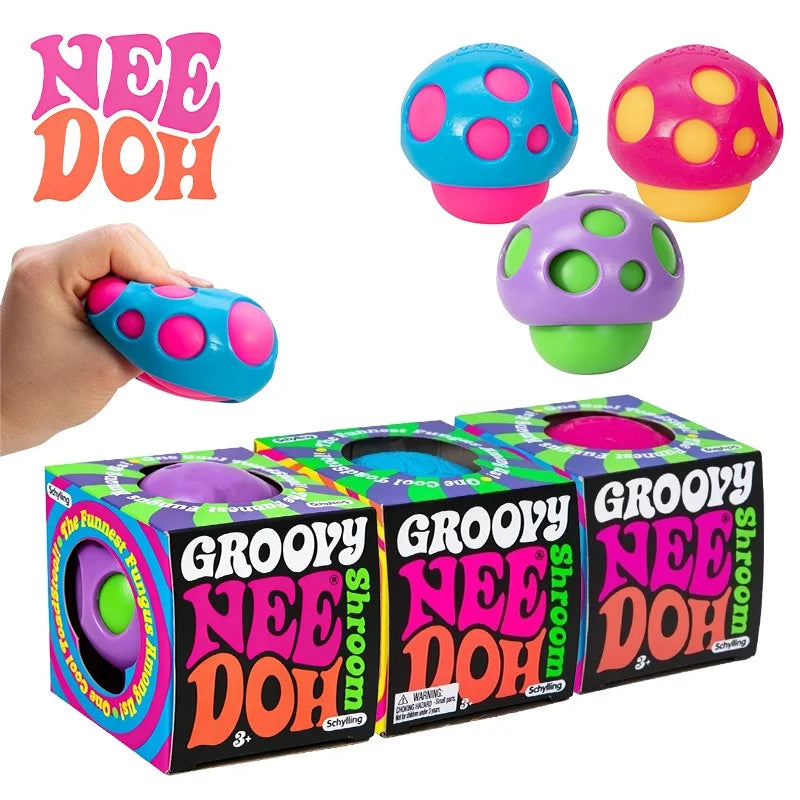 Schylling Groovy Needoh Mushroom Squishy Toy Soft Dough Squeeze Ball Tactile Sensory Fidget Toy Stress Relief Decompression Vent