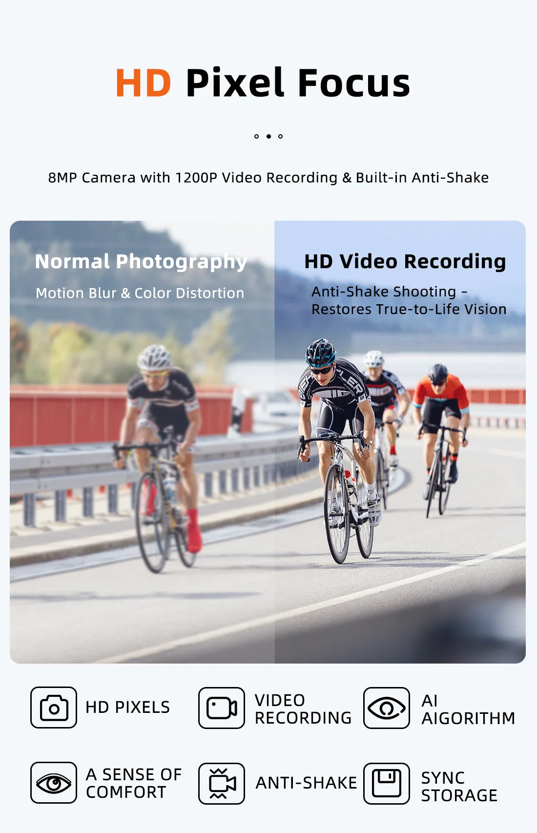 New AI Smart Glasses With Camera 1200P Video Recording Anti-Shake Shooting Sunglasses Bicycle Riding Windproof Goggles Men Women