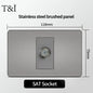 118 US Mexico Grey Stainless Steel Brushed 2way Electrical Light Switch Home Wall Socket Plug Double USB Type-C Power Outlet