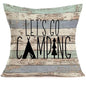 Retro Wood Home Decoration Pillowcase Happy Camper Decoration Pillow Cover Linen Square Cushion Cover