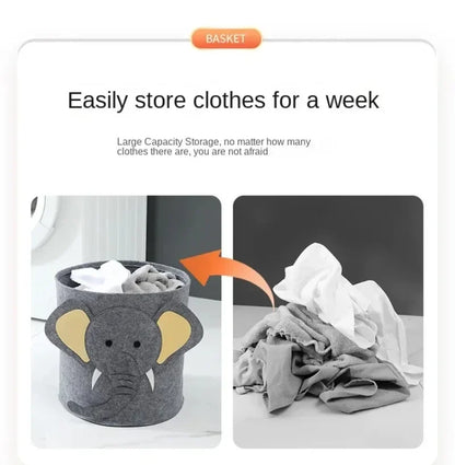 1/2/3/5PCS Baby Storage Basket Panda Dinosaur Cartoon Felt Organizer Laundry Dirty Clothes Bucket Toy Storage Box Gift Ideas