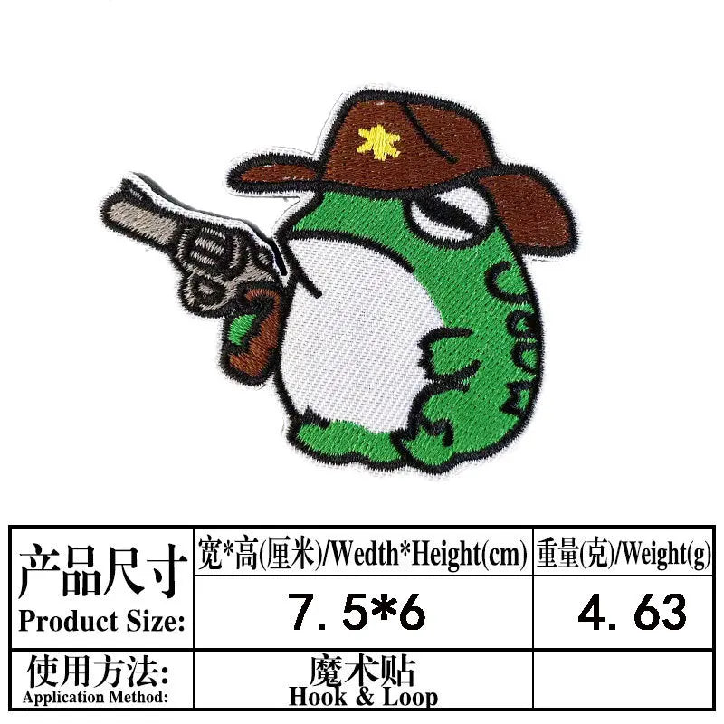 Cartoon Animal Duck with Knife Morale Badge Missile FAFO Embroidery Hook and Loop Patches Tactical Backpack Jacket Sticker