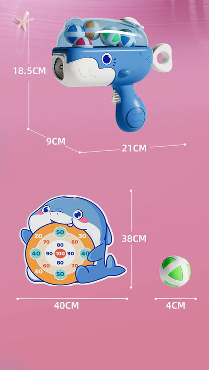 Whale Sticky Ball Throw Toy Set Kids Shooting Ball Gun Dart Board Target Soft Bullet Outdoor Indoor Game Gifts For Girsl Boys