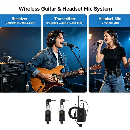 Wireless Head Mounted Guitar Microphone for Singing And Transmission Electric Guitar Recording Mic Portable Audio Equipment
