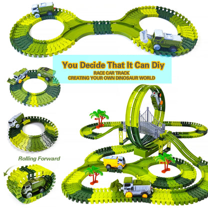 Electric Dinosaur Racing Car Track Set Magic Climbing Flexible Rail Car Educational Puzzle Toy for Kids