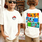 Summer Pokémon AnimeT-shirts Boys Pure Cotton Short-sleeved Top Casual Suitable for Both Boys and Girls, Parent-child Outfits.