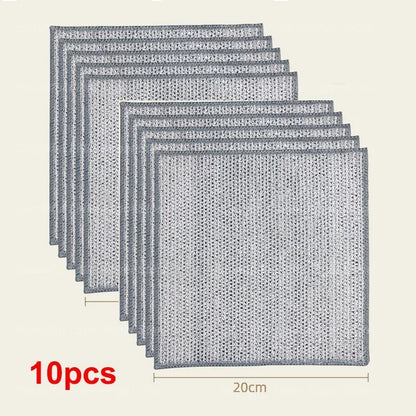 20/5Pcs Thickened Steel Wire Cleaning Cloth Non-Scratch Double-layer Iron Microfiber Mesh Dishrag Washing Pot Rags Kitchen Towel