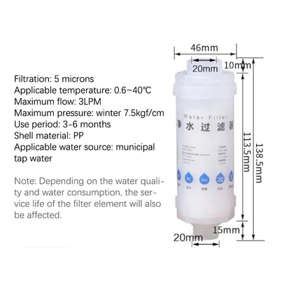 Pre-Filter Water Filter PP Cotton Filter Purifier Removal Heavy Metal Purifier Shower Washing Machine Filter Home Health