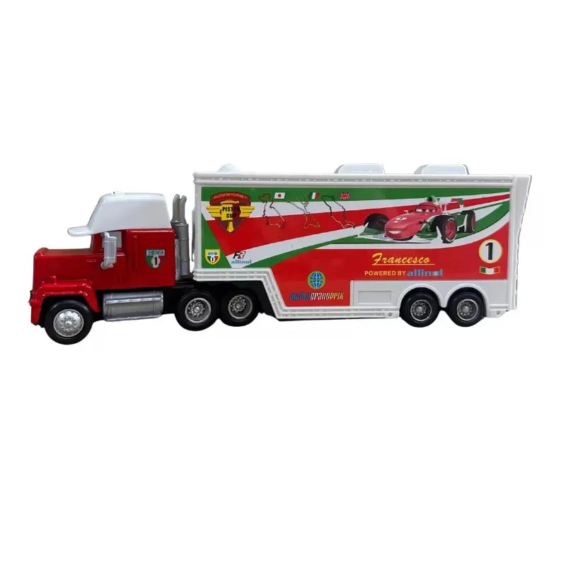 Disney Pixar Cars Lightning McQueen Storm Jackson Mack Container Truck 1/55 Ratio Die Casting Alloy Car Model Toys Truck Gifts