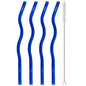 4pcs 200*8mm Glass Straws Wavy Colorful Drinking Straw Set with Brush High Borosilicate Glass Straw Kitchen Party Bar Drinkware