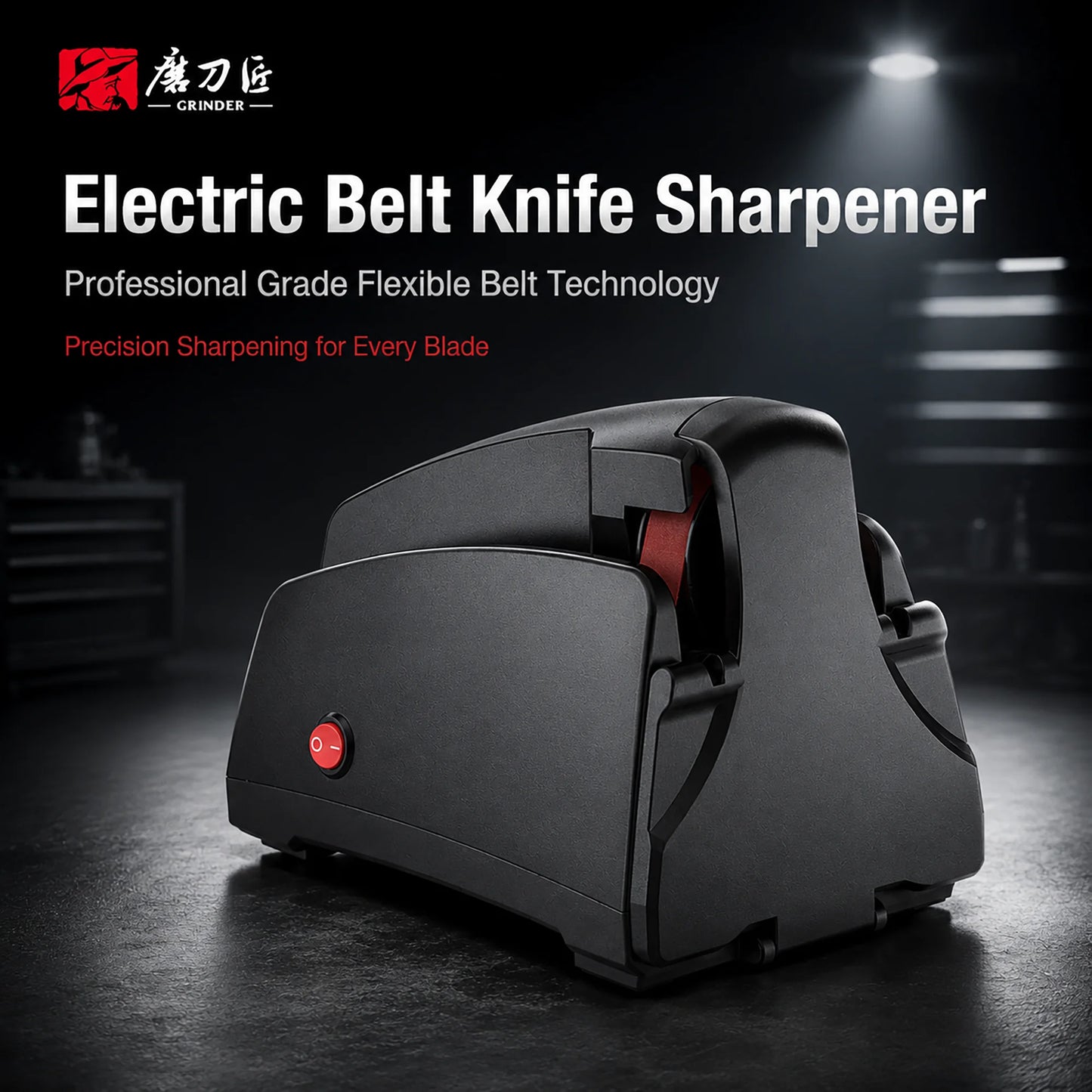 Electric Belt Knife Sharpener for Home, 120# 320# 600# 1000# Grit, Fast Sharpening & Polishing