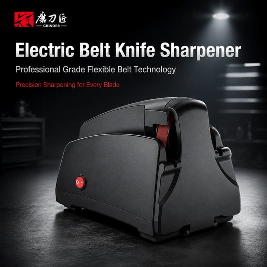 Electric Belt Knife Sharpener for Home, 120# 320# 600# 1000# Grit, Fast Sharpening & Polishing