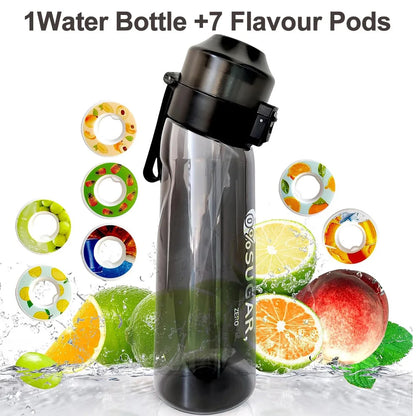 Flavored Water Bottle 650ml Sports Alr Up Drinking Bottle 7 Fruit Fragrance Pods Water Cup for Outdoor Camping Fitness Fashion