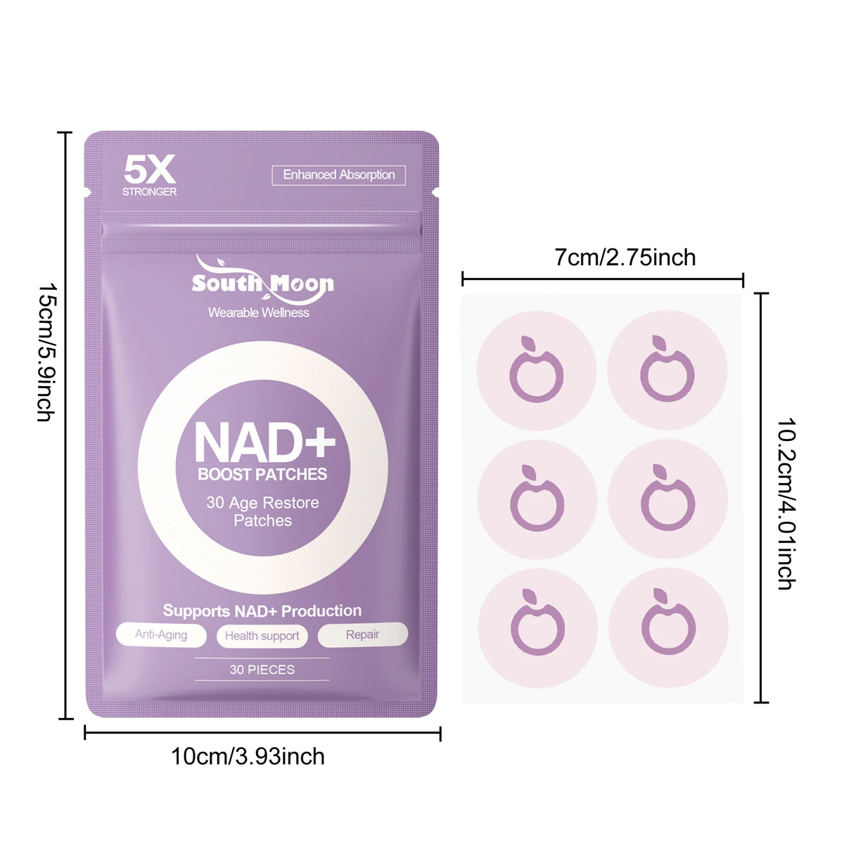 30/60/90pcs NAD+ Boosting Transdermal Patches For Anti Aging Enhance Energy Support Immune Cellular Health Body Wellness Patch