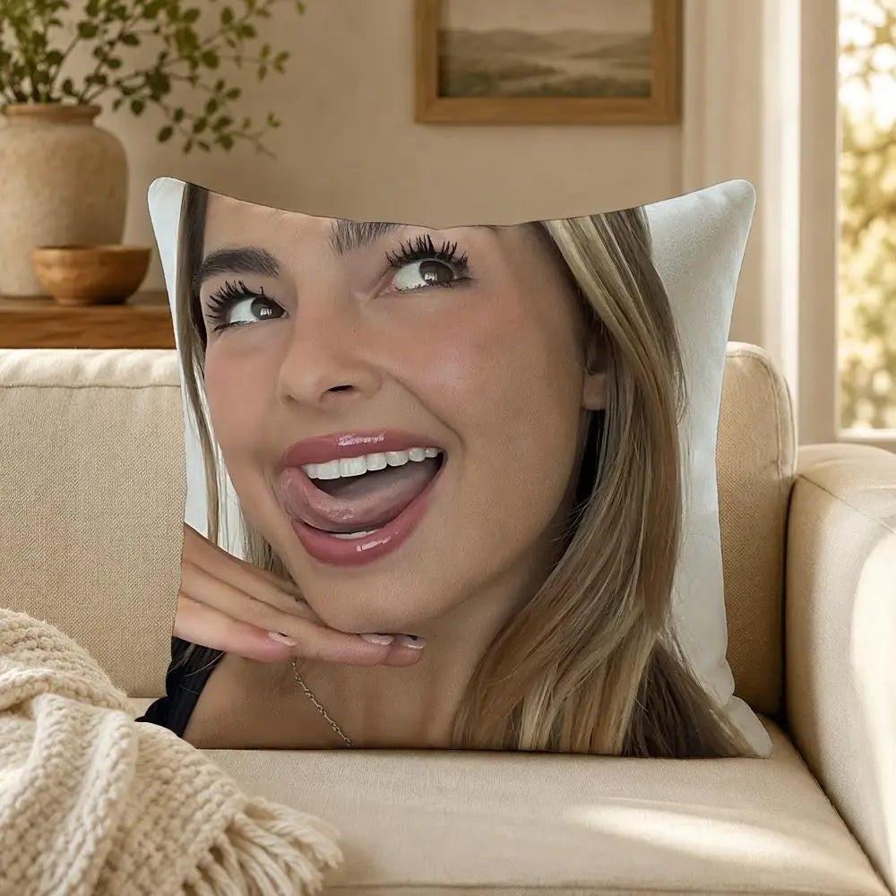 Person A-Addison R-Rae Funny Cushion Cover Soft Short Plush Decorative Pillow Cover for Sofa Bedroom Easy to Clean