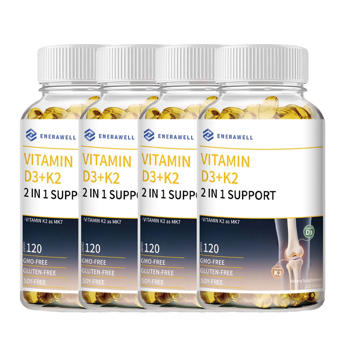 Vitamin D3 K2 MK‑7 Supplement, Nutrient Support for Bone Wellness, Teeth, Heart Health & Immune Function 120 Capsules
