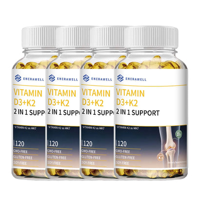 Vitamin D3 K2 MK‑7 Supplement, Nutrient Support for Bone Wellness, Teeth, Heart Health & Immune Function 120 Capsules
