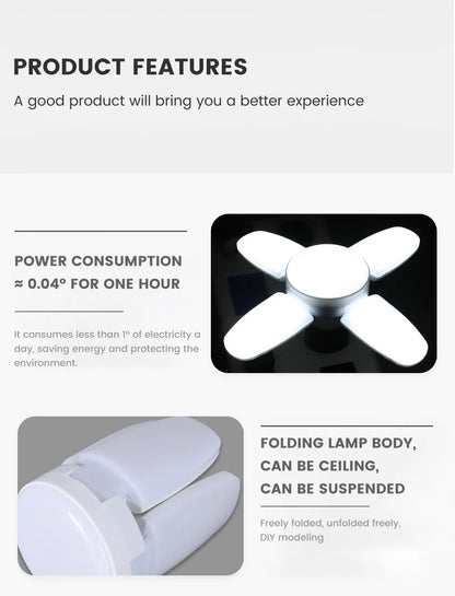 E27 Fan Shape Foldable  LED Bulb AC85-265V  Deformation for Home Ceiling Lights Warehouse and Garage White Light 6500K Bulb