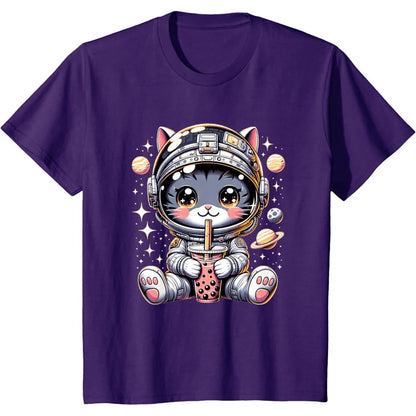 Astronaut Cat Pattern T Shirt For Women Cute Animal 3D Printed Short Sleeves Summer Leisure Tees Round Neck Loose Tops T-Shirts