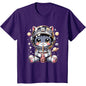 Astronaut Cat Pattern T Shirt For Women Cute Animal 3D Printed Short Sleeves Summer Leisure Tees Round Neck Loose Tops T-Shirts