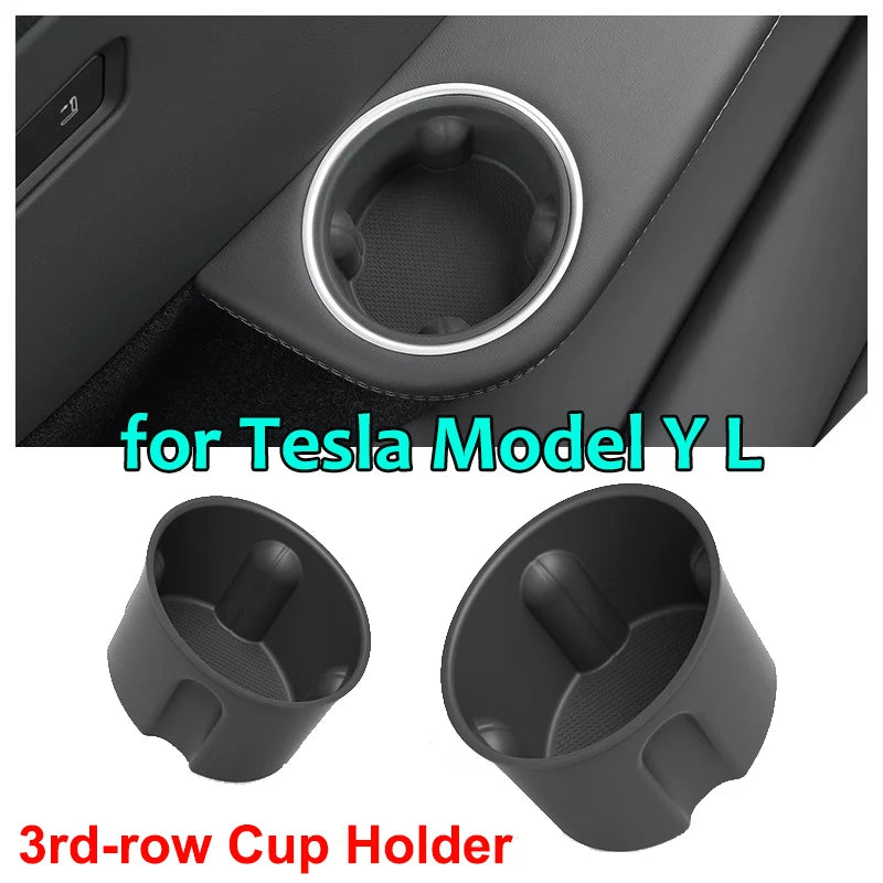 for Tesla Model YL 2026 Accessories Third 3 Row Water Cup Holder Y L 3rd Row Silicone Cup Insert Anti-Slip Cup Tray Organizer