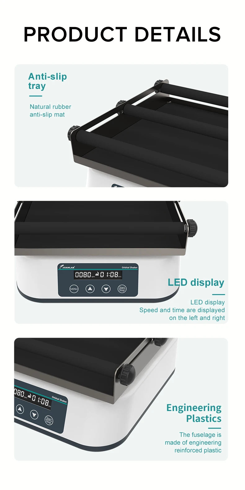 JOANLAB 110/220V Orbital Shaker Digital Display Linear Shaker Laboratory SK-20Pro