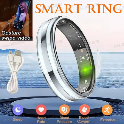 Men Women Smart Ring 5ATM Waterproof Pedometer Multi-function Ring Heart Rate Blood Pressure Monitor Health Smart Ring 2025 New