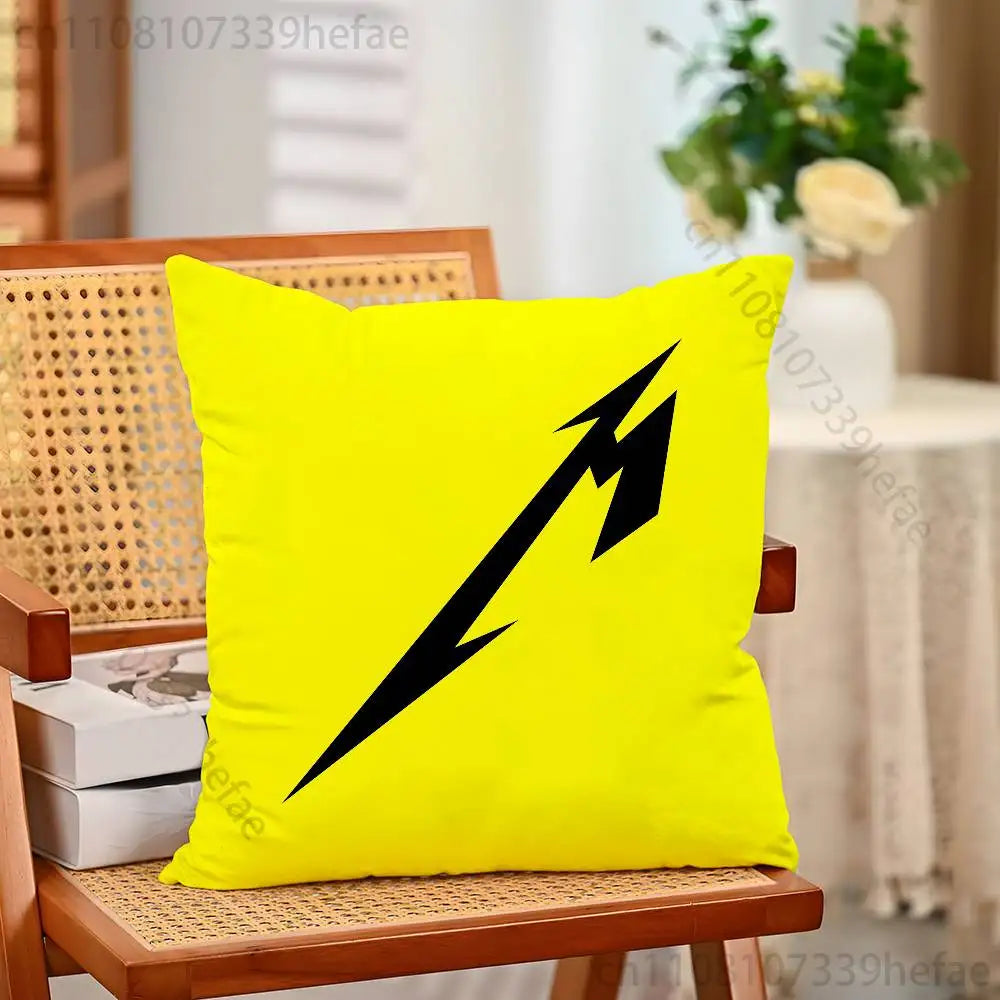 M-Metallica Band Pillow Cases for Bedroom Living Room Sofa Home Decor Polyester Cushion Cover with Zipper