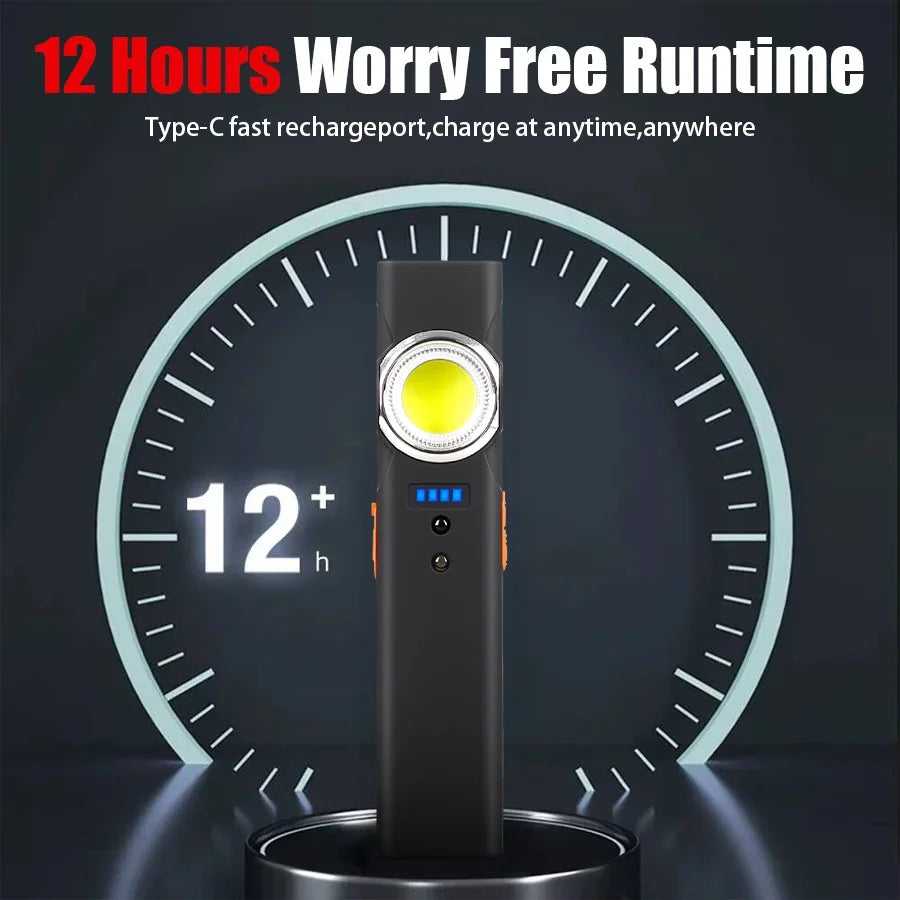 Super Bright Keychain Flashlight Mini COB Portable Work Light USB Rechargeable Outdoor Camping Fishing Pocket Lamps With Magnet