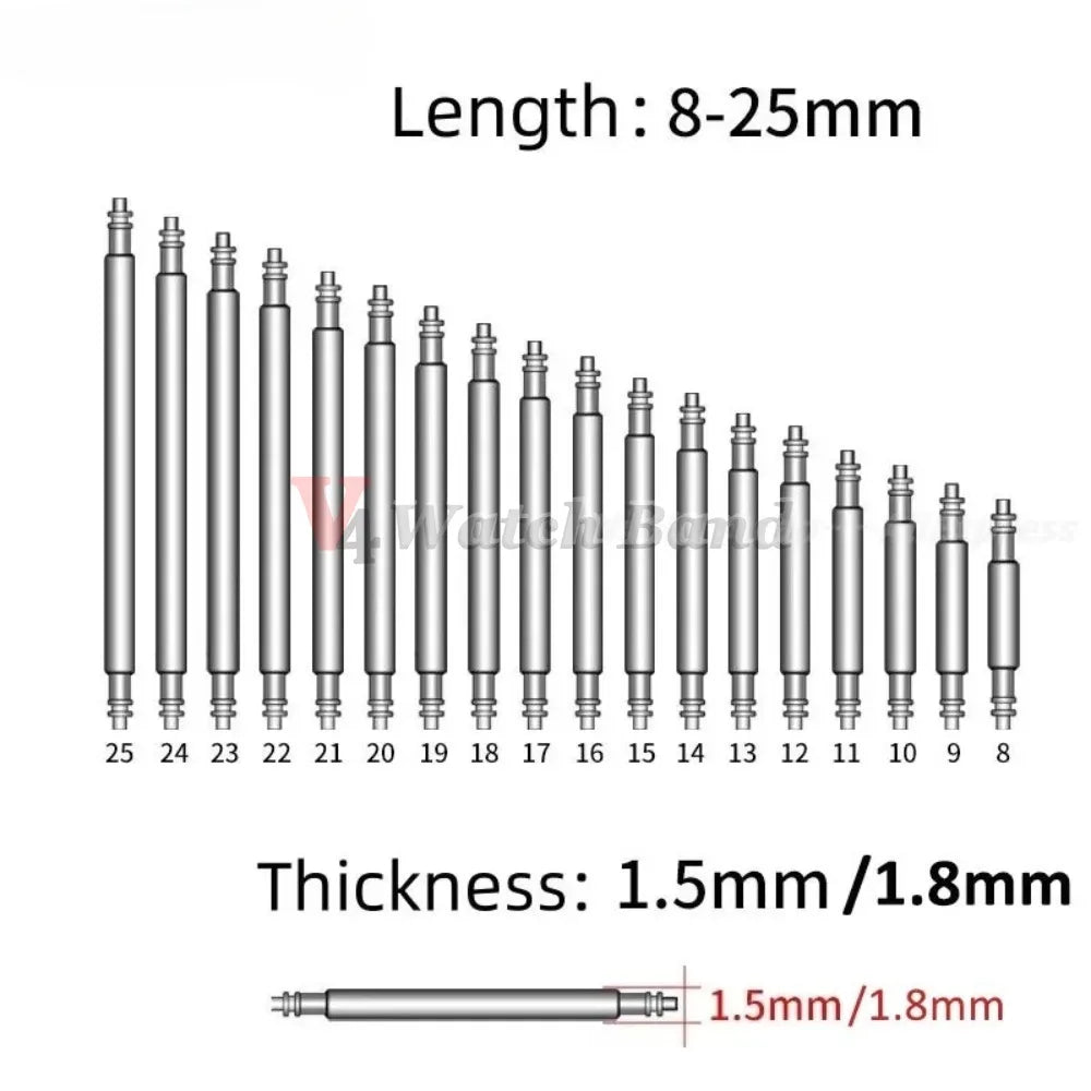 360pcs/set Metal Link Pin Watch Repair Tools Dia 1.5mm/1.8mm Strainless Steel Spring Bars Length 8mm- 25mm Watchband Strap Pin