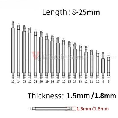 360pcs/set Metal Link Pin Watch Repair Tools Dia 1.5mm/1.8mm Strainless Steel Spring Bars Length 8mm- 25mm Watchband Strap Pin