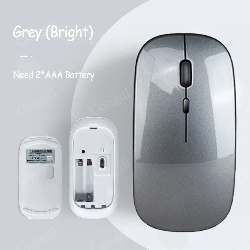 Battery-Powered Wireless Mouse Slim Bluetooth-compatible Computer Mice Portable Cordless Mouse for iPad Laptop Desktop Tablet