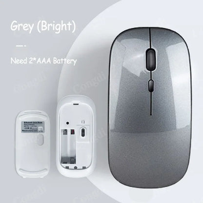 Battery-Powered Wireless Mouse Slim Bluetooth-compatible Computer Mice Portable Cordless Mouse for iPad Laptop Desktop Tablet