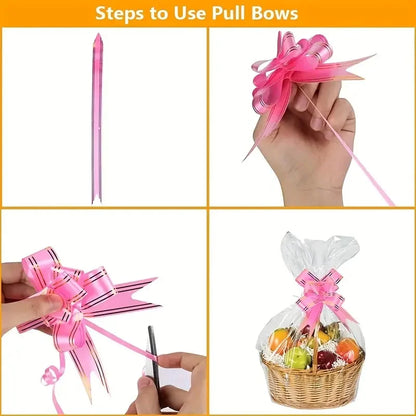 25/50 pct large clear cellophane bag with bow, perfect for gift baskets and gift wrapping Christmas New Year holiday decorations
