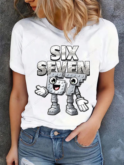 Funny 67 Brainrot Women T Shirts for Laddy Six Seven Brain Rot T-Shirt Party Tshirt for Girls T shirt for Woman Tops Tees