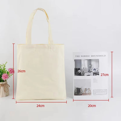 100pcs/lot Custom Canvas Tote Bag with Logo Small Batch Wholesale Reusable Cotton Shopping Bag