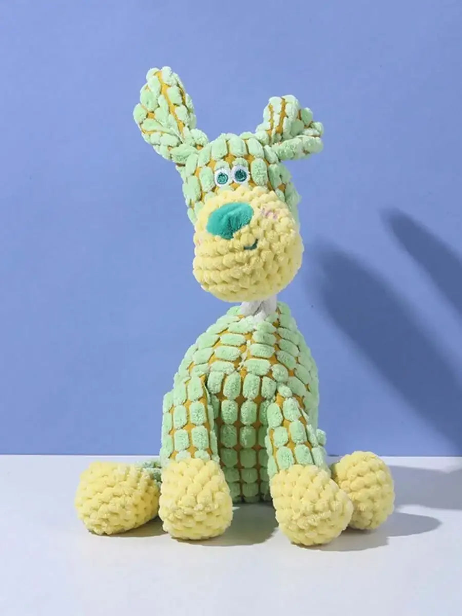 Plush Knotted Pet Chew Toy With Squeaker For Dogs And Cats Soft Durable Interactive Stuffed Animal