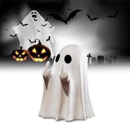 Halloween Middle Finger Ghost Statue Small Halloween Decor for Home Centerpiece for Coffee Table, Adorable Horror Figure