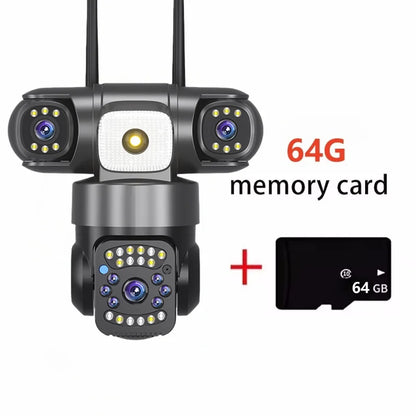 15MP IP Camera WiFi PTZ Three Camera Outdoor Wireless Solar 20000Mah Built-in Battery Video Surveillance Cam Long Time Standby