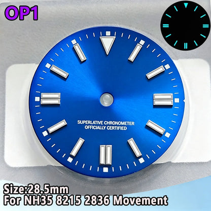 28.5mm NH35 Watch Dial Luminous Dials Single Calendar Dial Suitable For NH35 Movement Can Support DIY Dial Customization Logo