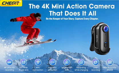 4K HD Motorcycle Mini Recorder Finger WIFI Action Camera Lightweight POV Motorcycle Road Sport Cam Bicycle Vlog Pet Body Camera
