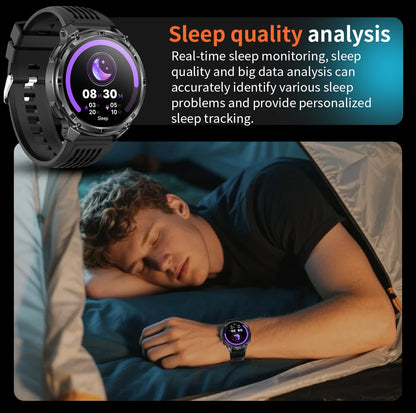 LIGE Smart Watch 2026 Gorąca Sprzedaż 1100mAh Wojskowy Wodoodporny Kompas Latarka LED Tryby Sportowe Męski Smartwatch Dla Android iOS