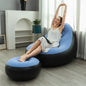 Inflatable Lounge Chair for Adults, Folding Portable Lazy Sofa with Foot Stool ,Air Couch Sofa for  Livingroom and Bedroom