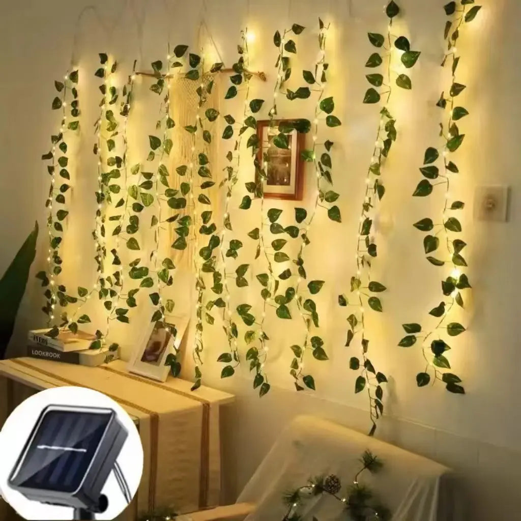 7M/12M/17M Maple Leaf Vine Fairy Lights String LED Solar Light Garden Decoration Waterproof Solar Lamp Wedding Christmas Garland