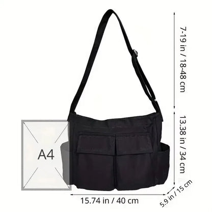 1Pc New style retro crossbody bag, single-shoulder bag, casual canvas bag, large capacity, artistic street photography bag